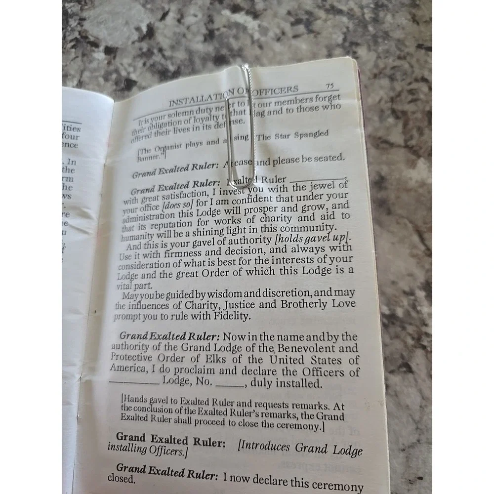 Vintage‎ 1996 BPO Elks Ritual Book / Guide 76 pages - Fraternal Club